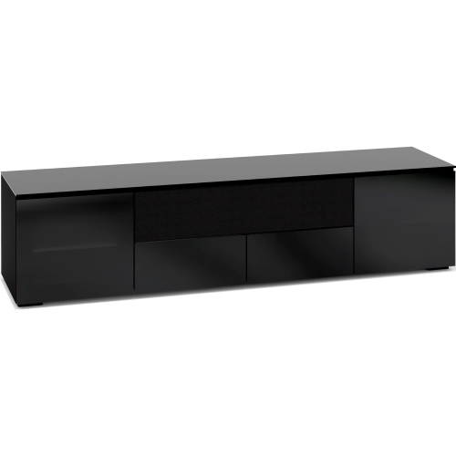 Oslo 245 85" TV Stand AV Cabinet for Center Speaker in Black Oak with Smoked Black Glass Doors & Top